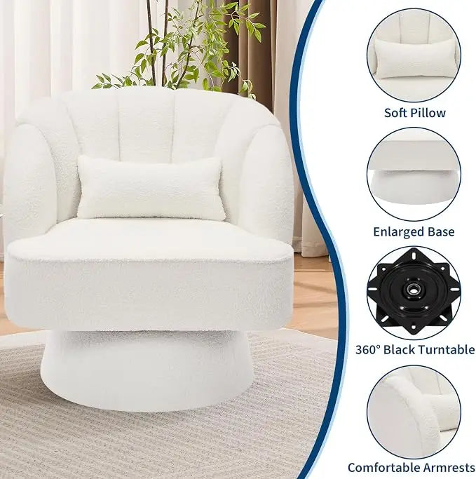 Fauteuil d'appoint pivotant en velours avec rotation à 360 degrés