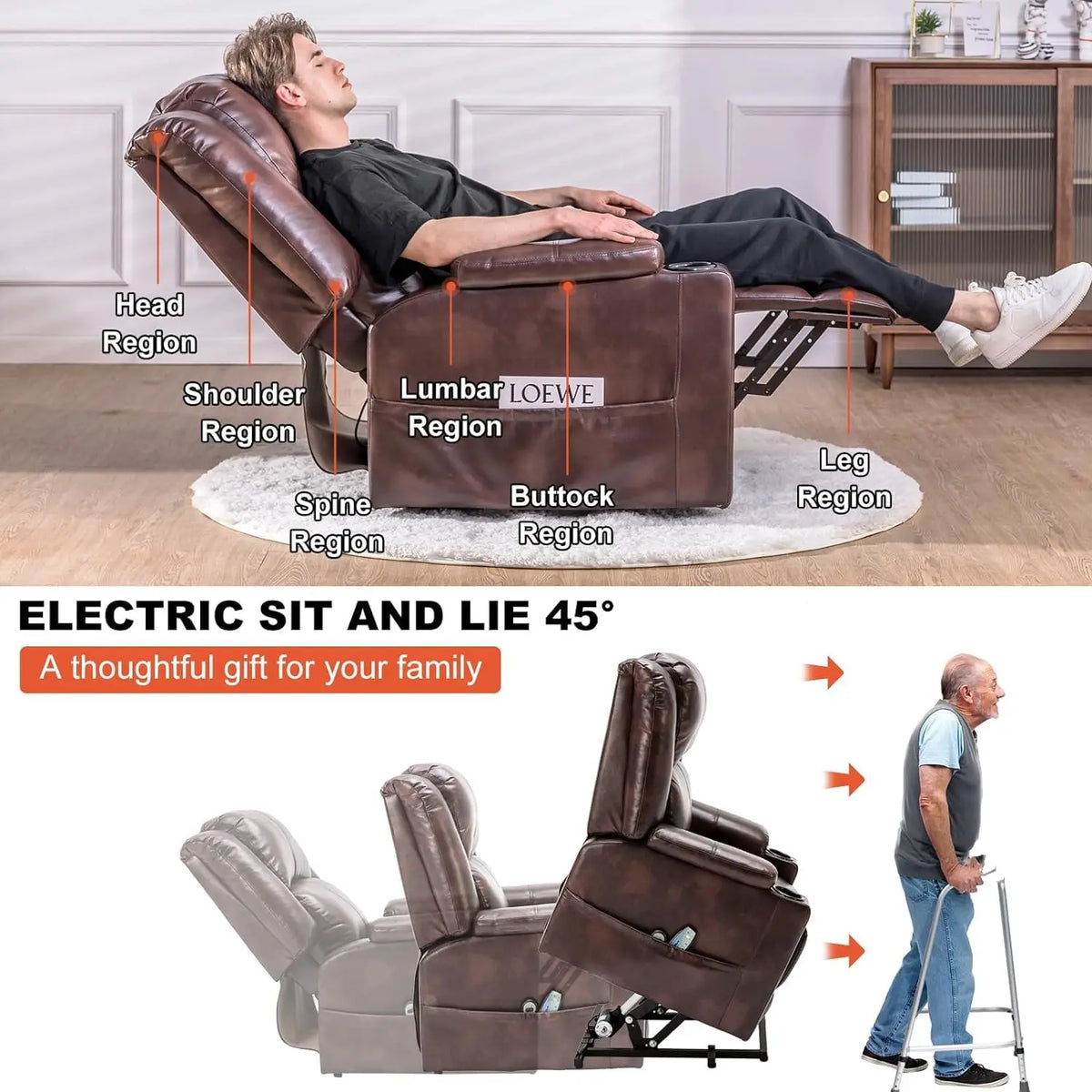 Fauteuil inclinable électrique pour personnes âgées