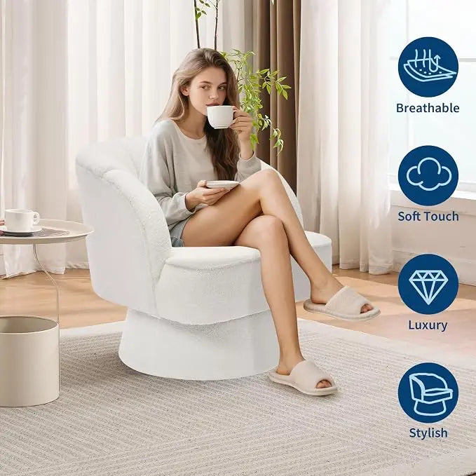 Fauteuil d'appoint pivotant en velours avec rotation à 360 degrés