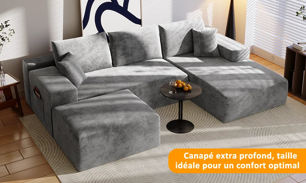 canapés en velours côtelé de luxe décontractés