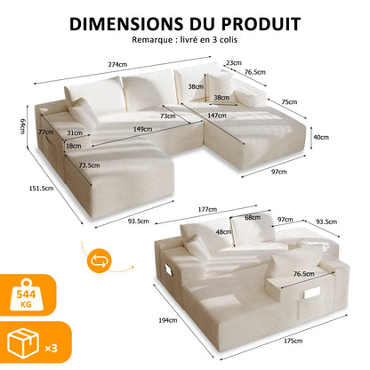 canapés en velours côtelé de luxe décontractés