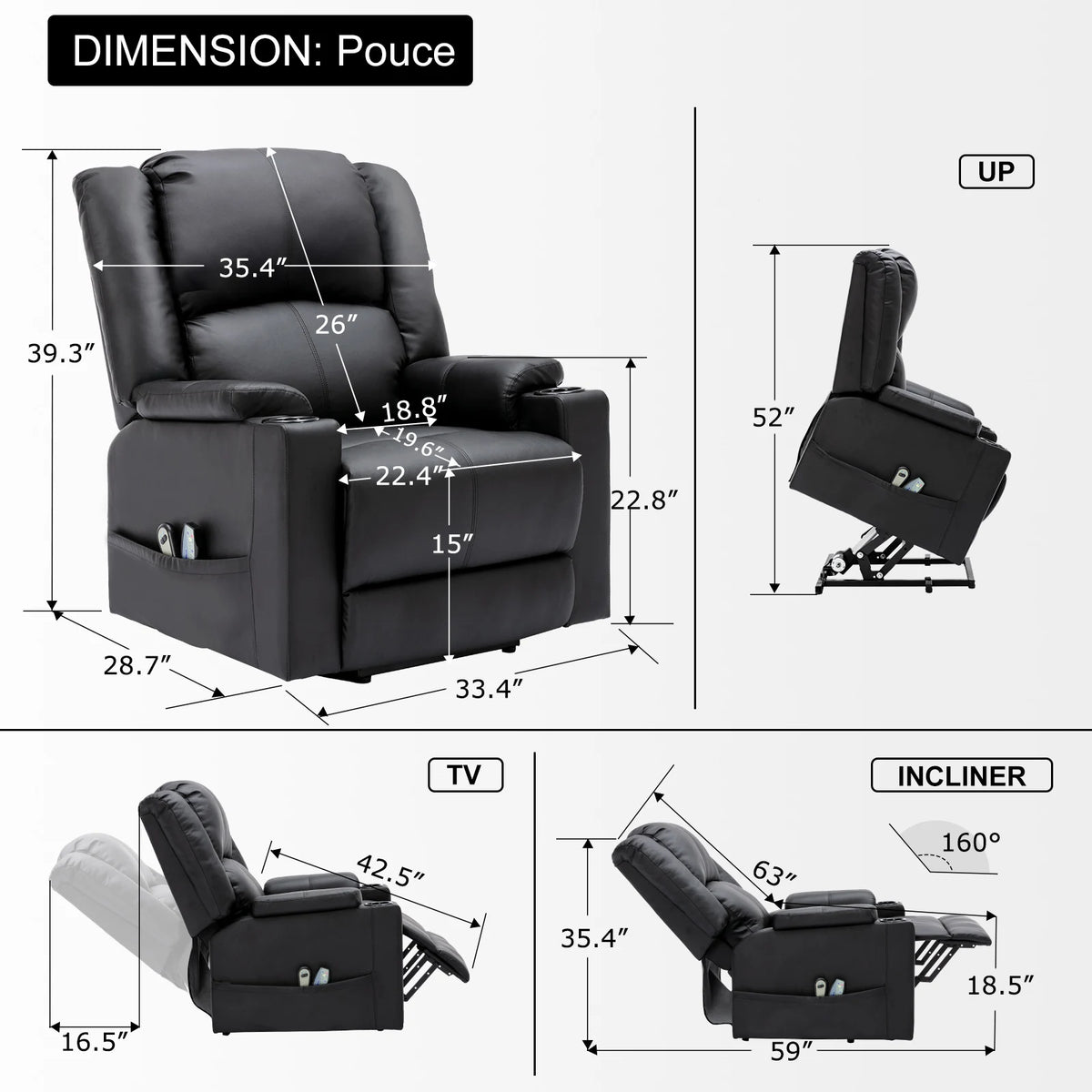 Fauteuil inclinable électrique pour personnes âgées