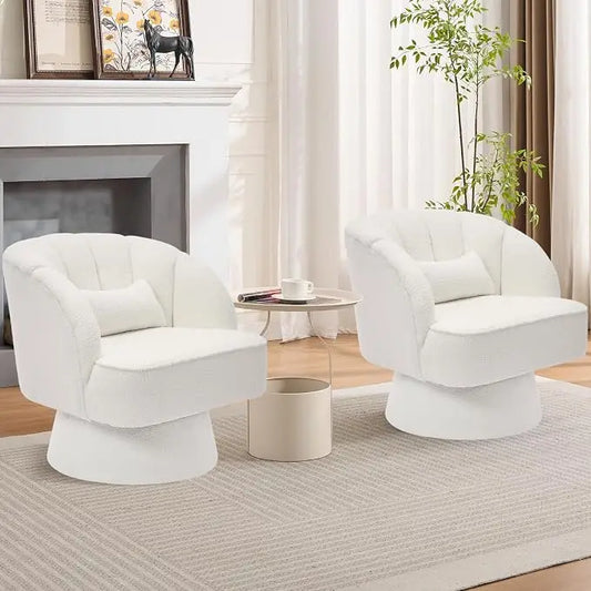 Fauteuil d'appoint pivotant en velours avec rotation à 360 degrés