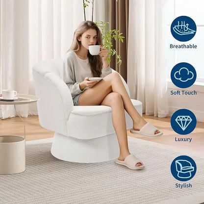 Fauteuil d'appoint pivotant en velours avec rotation à 360 degrés