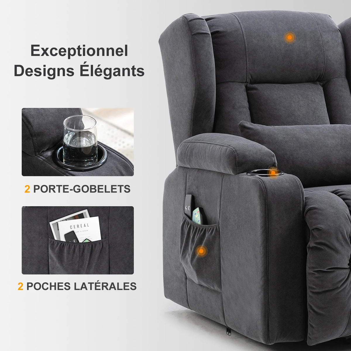 Fauteuil de massage avec surface en tissu
