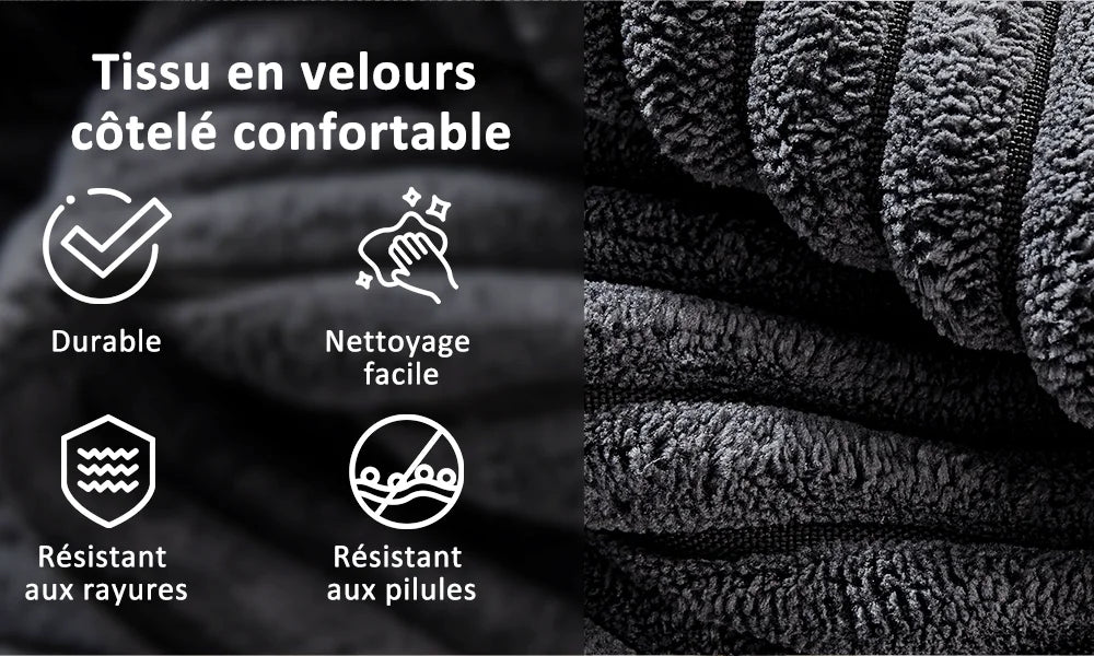 canapés en velours côtelé de luxe décontractés