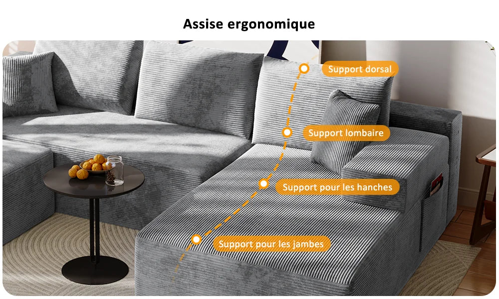 canapés en velours côtelé de luxe décontractés