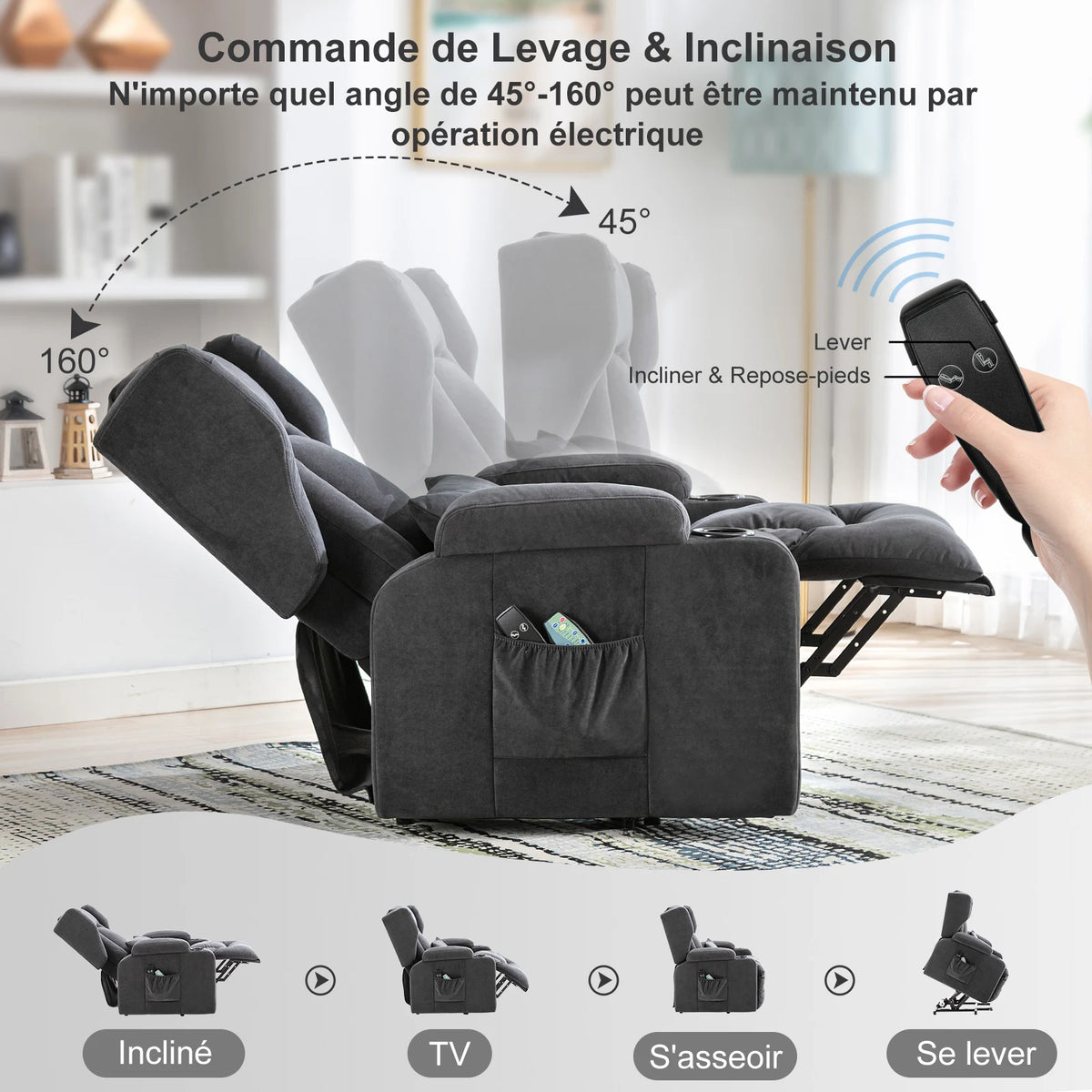 Fauteuil de massage avec surface en tissu