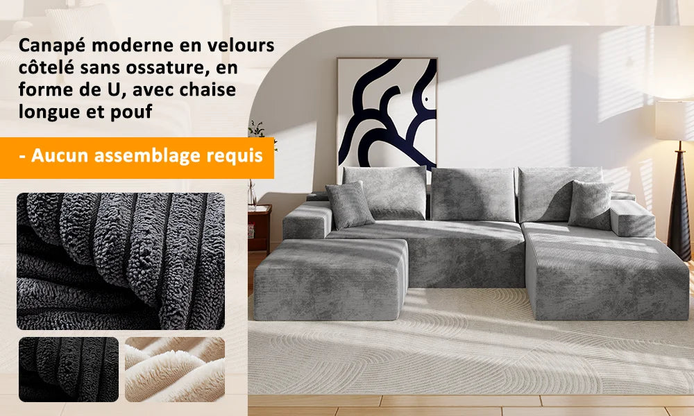 canapés en velours côtelé de luxe décontractés