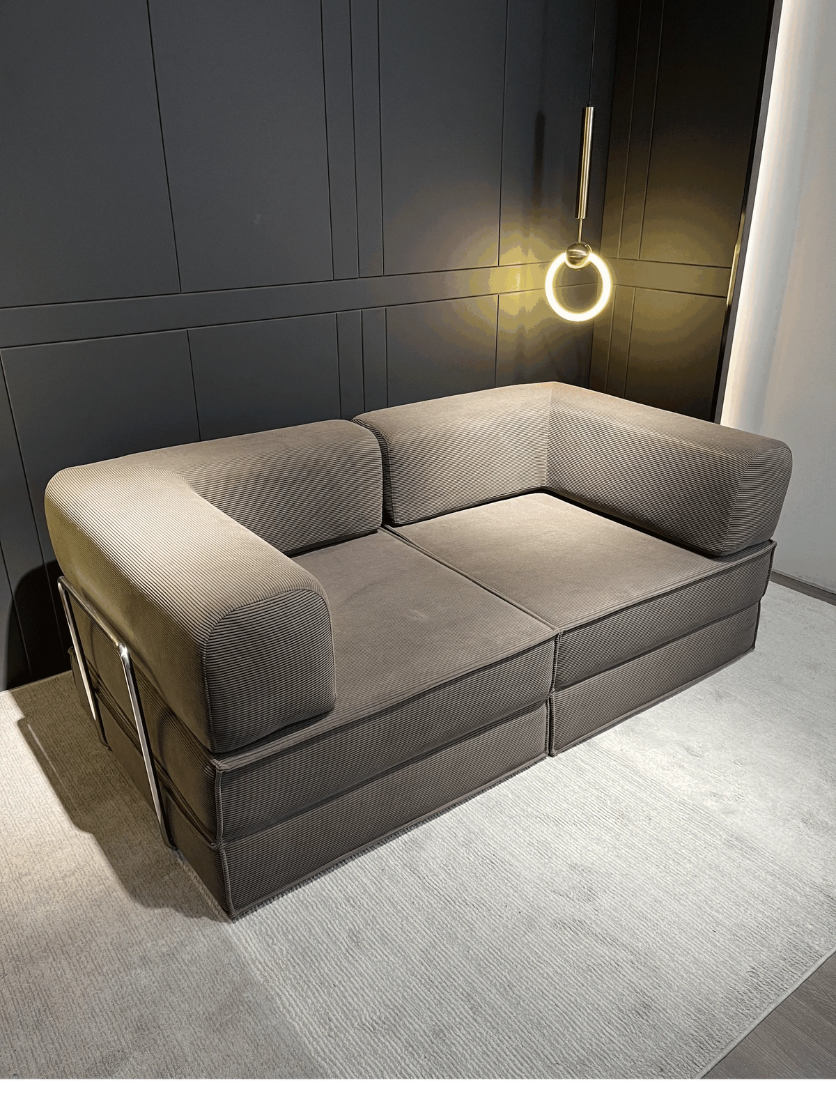 Canapé modulaire compressible en velours côtelé lavable